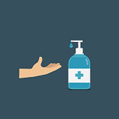 People hand applying hand sanitizer or soap. Disinfection gel