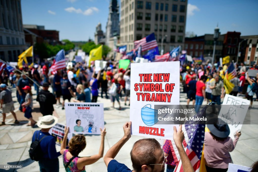 Rally Held At Pennsylvania State Capitol To Urge Governor To Open Up Lockdown Orders