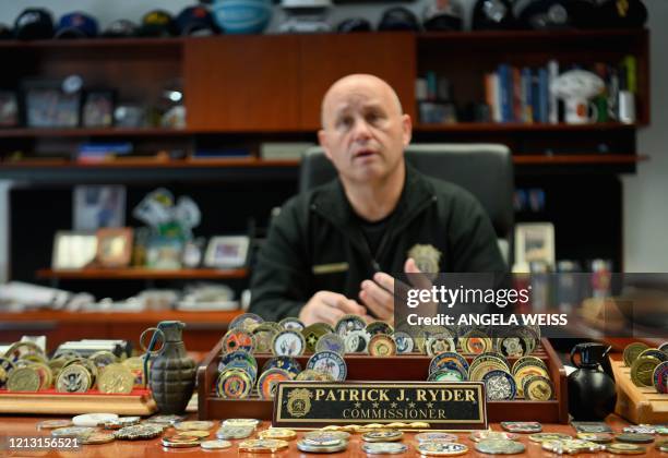 Police Commissioner Patrick J. Ryder is interviewed in his office at the Nassau County Police Department in Mineola, New York, on May 15, 2020. -...