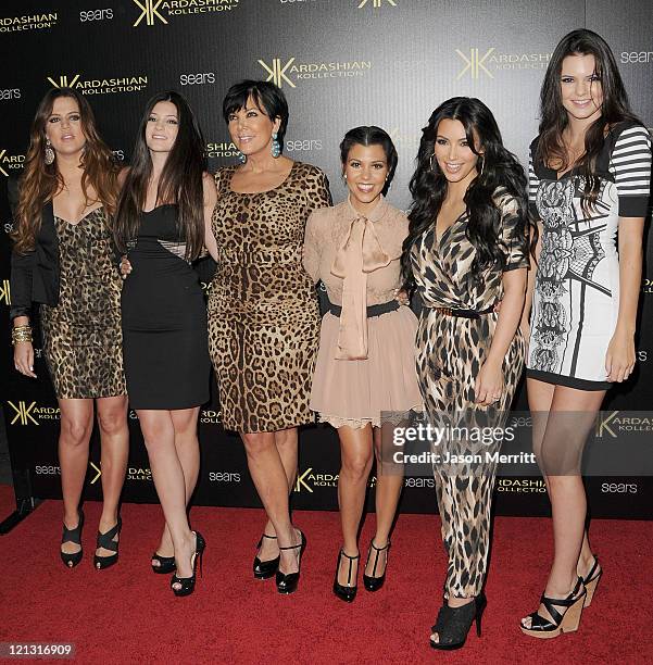 Khloe Kardasian, Kylie Jenner, Kris Kardashian, Kourtney Kardashian, Kim Kardashian, and Kendall Jenner attend the Kardashian Kollection Launch Party...