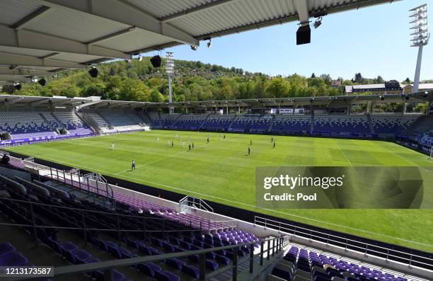 General view of play inside the stadium during the Second Bundesliga match between FC Erzgebirge Aue and SV Sandhausen at Erzgebirgsstadion on May...
