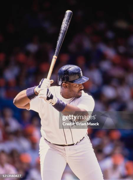 Cecil Fielder, First Baseman and Designated Hitter for the Detroit Tigers at bat during the Major League Baseball American League East game against...