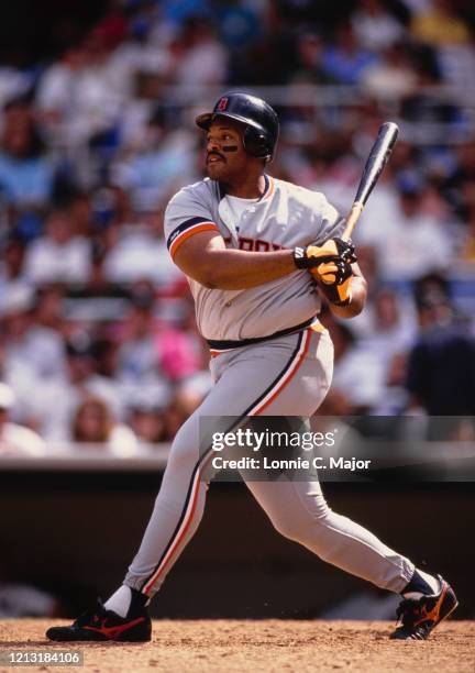 Cecil Fielder, First Baseman and Designated Hitter for the Detroit Tigers at bat during the Major League Baseball American League East game against...