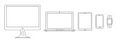 Set of linear device icons. Vector outline devices
