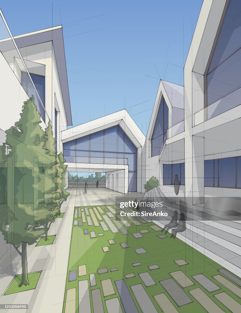 Gekleurde architecturale illustratie