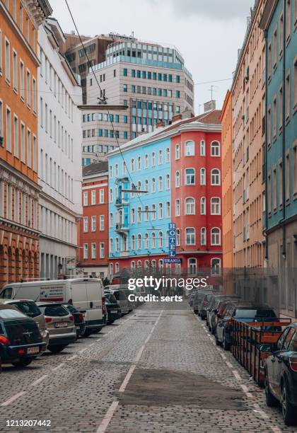 empty city street view of vienna, austria - turkish embassy stock pictures, royalty-free photos & images