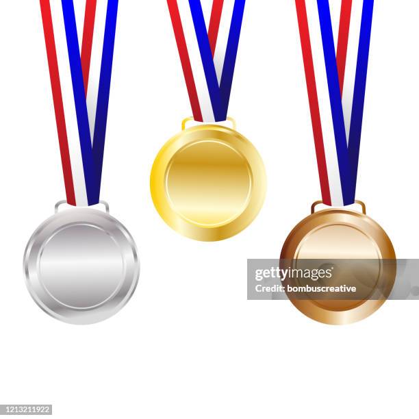 medals from gold, silver and bronze - olympics vector stock illustrations