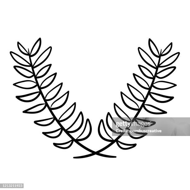 laurel wreath icon on white background - bay leaf stock illustrations