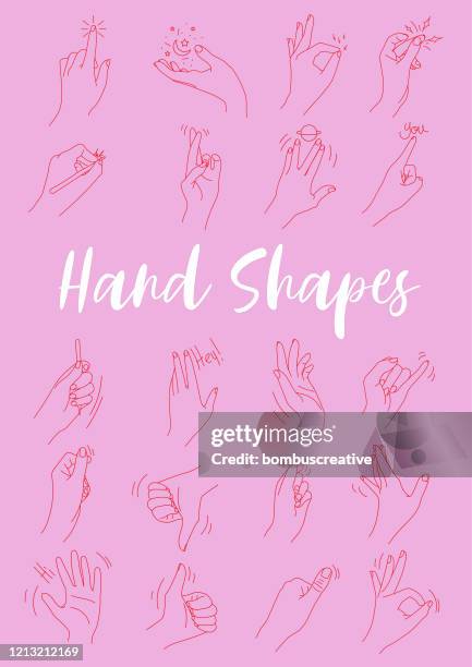 hand shapes set illustration - hand squeeze stock illustrations