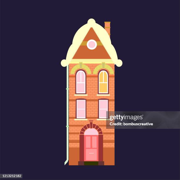 flat architecture illustration - large window building stock illustrations