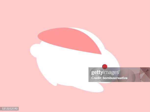 simple cute rabbit illustration - rabbit jump stock illustrations