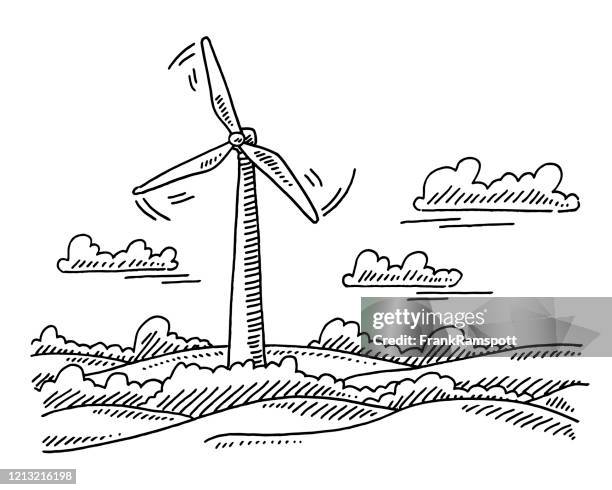 Wind Power Drawing 727 Wind Turbine Drawing High Res Illustrations - Getty Images