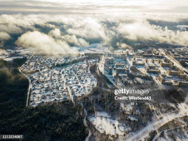 russia, leningrad region, tikhvin, aerial view of city in winter - leningrad oblast stock pictures, royalty-free photos & images