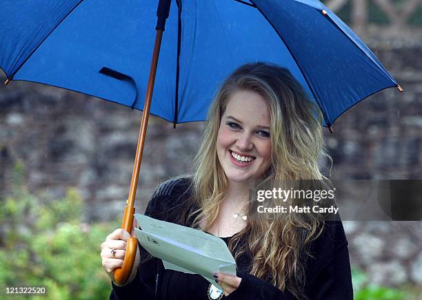 Badminton School sixth form pupil Madeline Sunter, who got 2 A* and 1 B and is going to study fashion at St Martins celebrates her A-level results on...