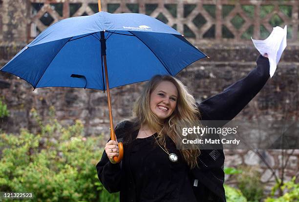 Badminton School sixth form pupil Madeline Sunter, who got 2 A* and 1 B and is going to study fashion at St Martins celebrates her A-level results on...