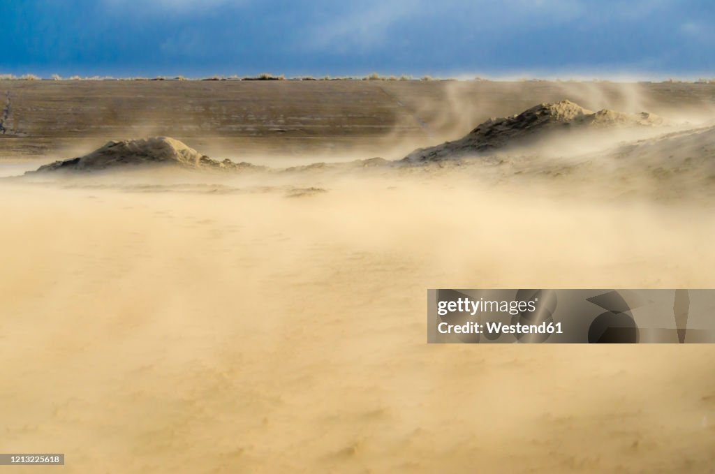 Netherlands, Goeree-Overflakkee, sandstorm in dunes