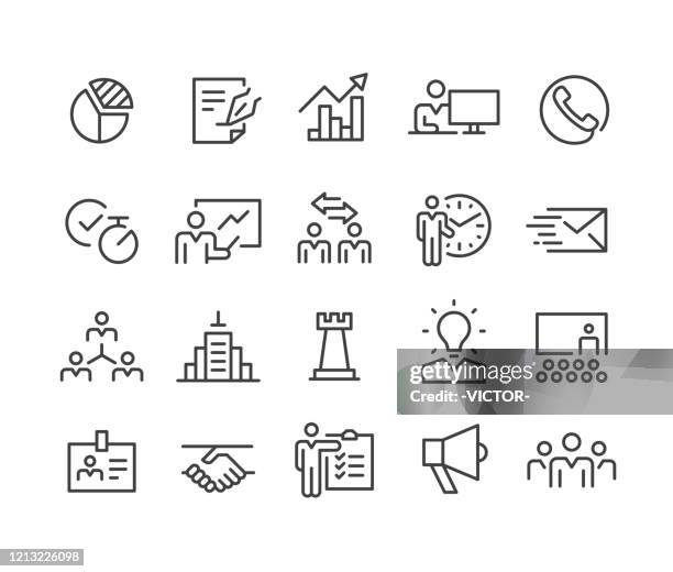 business and office icons - classic line series - hand phone timer stock illustrations