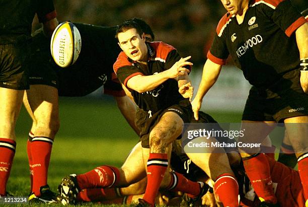 Nick Walshe of Saracens in action during the Heineken Cup Pool 4 match against Munster at Thomond Park in Munster, Ireland. Munster won 31-30. \...