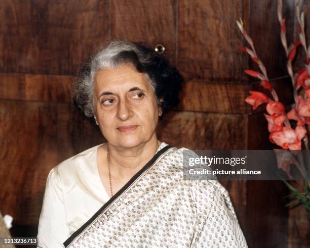 Die am 19. November 1917 in Allahabad geborene indische Politikerin Indira Gandhi im März 1981. Die Tochter des ersten indischen Premierministers...