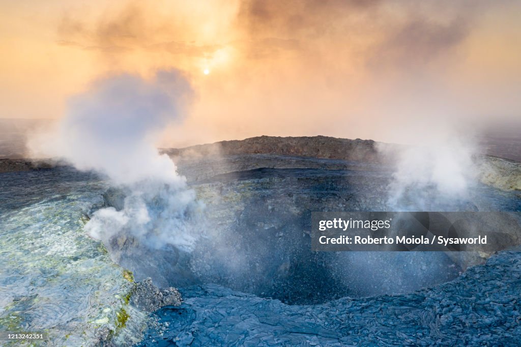 Fumarole on Erta Ale volcano crater, Danakil, Afar, Ethiopia, Africa