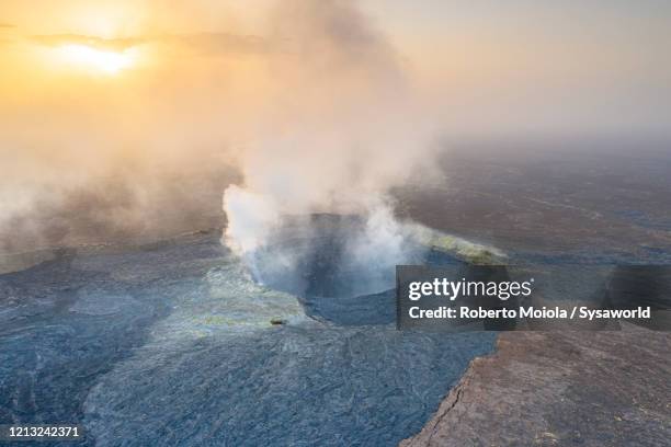 aerial view of erta ale volcano, danakil depression, afar, ethiopia, africa - ethiopia stock pictures, royalty-free photos & images