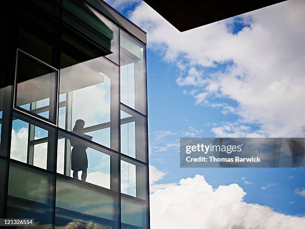 businesswoman near windows in conference room - easy access chef stock-fotos und bilder