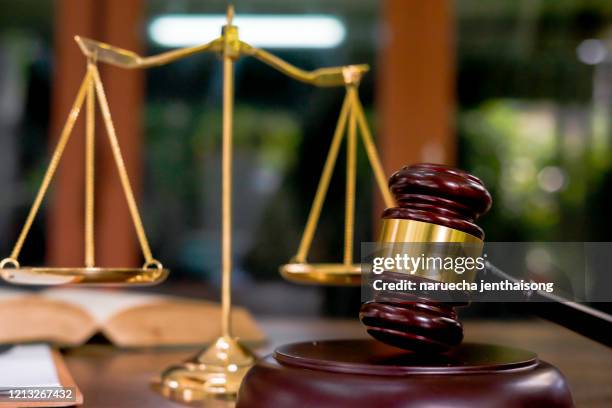 justice scales and wooden gavel. justice concept - court of law stock pictures, royalty-free photos & images