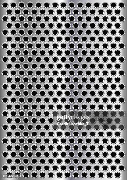 perforated metal plate - chrome texture stock illustrations