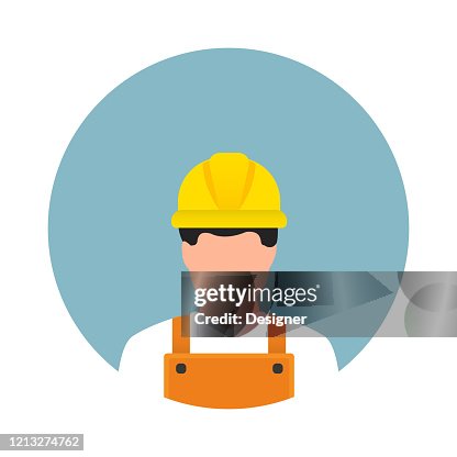建築工人阿凡達平面圖標。平面向量插圖符號設計項目 建築工人阿凡達平面圖標。平面向量插圖符號設計項目