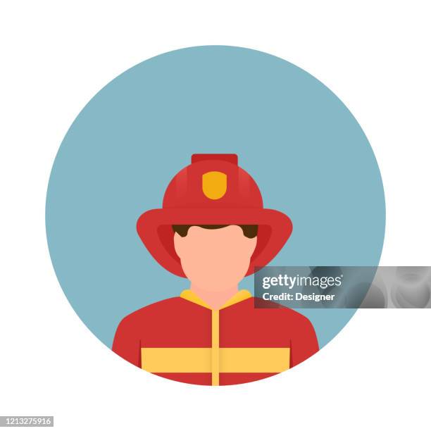 illustrations, cliparts, dessins animés et icônes de icône plate d’avatar de pompier. élément plat de conception de symbole d’illustration de vecteur plat - sapeur pompier