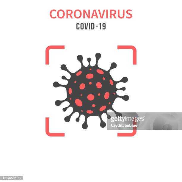coronavirus cell (covid-19) in a red viewfinder on white background - virus organism stock illustrations