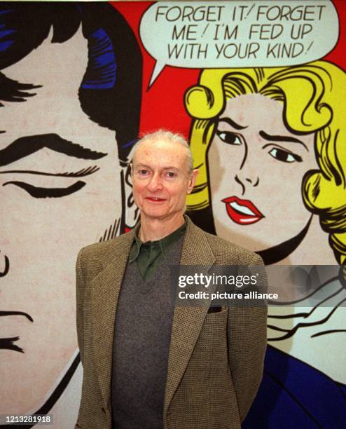 Der amerikanische Künstler Roy Lichtenstein vor seinem 1962 geschaffenen Ölgemälde "Forget it!, Forget me!" . Der Maler und Graphiker starb am...
