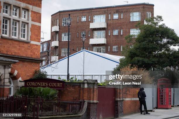 General view of what is believed to be a temporary mortuary, built to handle a possible spike in deaths due to the ongoing COVID-19 coronavirus...