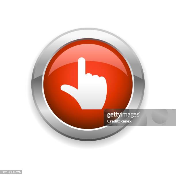 pointing finger glossy icon - user guide icon stock illustrations