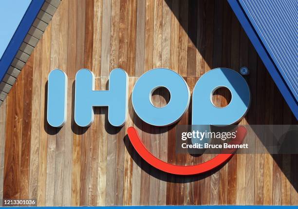 An image of the sign for an iHop restaurant as photographed on March 18, 2020 in Hicksville, New York.