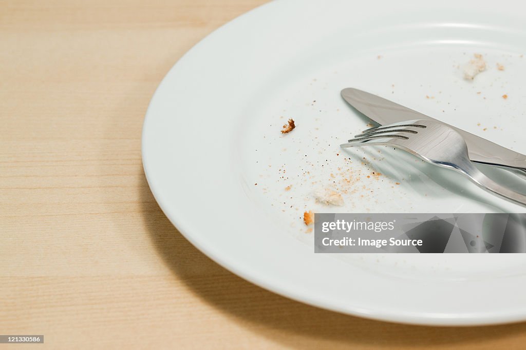 Empty plate with crumbs