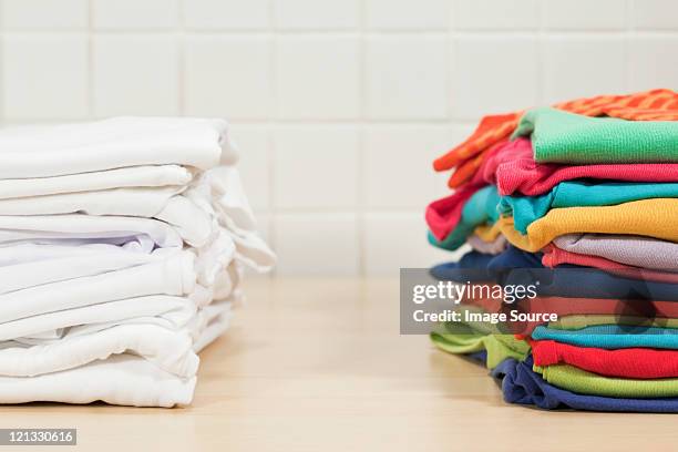 piles of clean laundry - colour separation stock pictures, royalty-free photos & images