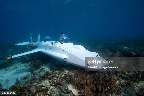 submarine on the coral reef - submarine stock pictures, royalty-free photos & images