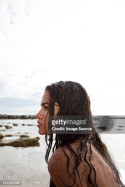 woman on beach - hot puerto rican women stock pictures, royalty-free photos & images
