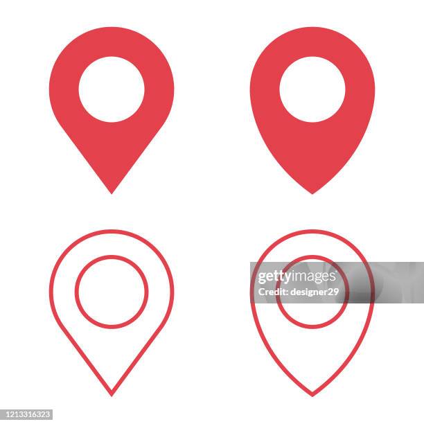 ilustrações de stock, clip art, desenhos animados e ícones de map pin and location icon set vector design on white background. - encher atividade