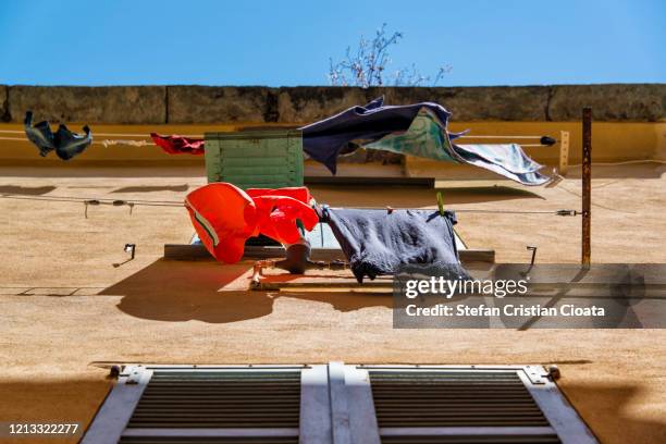 drying clothes in bastia, corsica, france - bastia bildbanksfoton och bilder