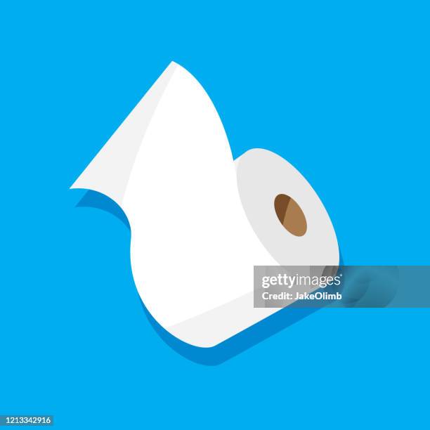 toilet paper icon flat - blue toilet paper stock illustrations