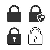 Lock and Shield Icon Vector Design on White Background.