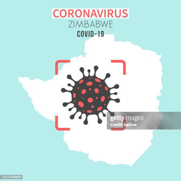 赤いファインダーでコロナウイルス細胞(covid-19)を持つジンバブエの地図 - zimbabwe点のイラスト素材／クリップアート素��材／マンガ素材／アイコン素材