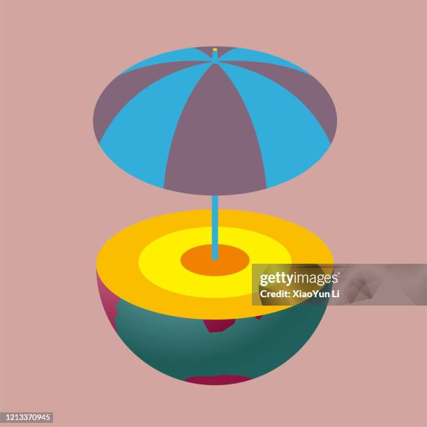 in the cross section of the southern hemisphere, the mantle and core can be seen,open an umbrella over it. - southern hemisphere stock illustrations