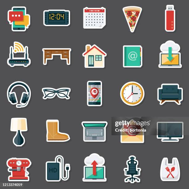 working from home sticker set - business shoes stock illustrations