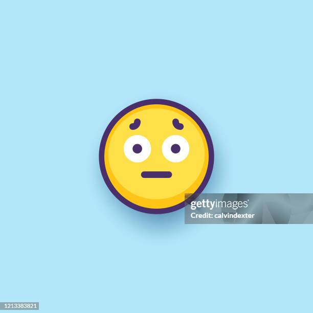 emoticon design flat line art and color background - worried stock illustrations