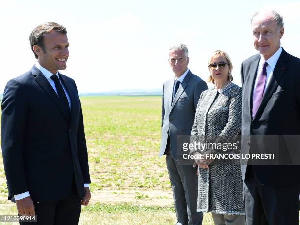 French President Emmanuel Macron meets grand-son of Charles de Gaulle, Yves de Gaulle , his wife Laurence de Gaulle and President of Charles de...