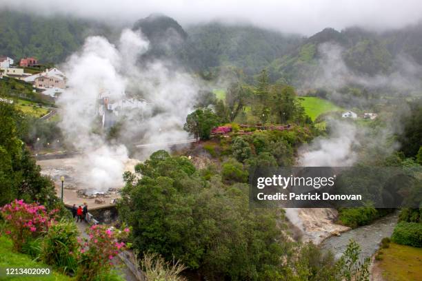 caldeiras das furnas, sao miguel, azores, portugal - azores stock pictures, royalty-free photos & images