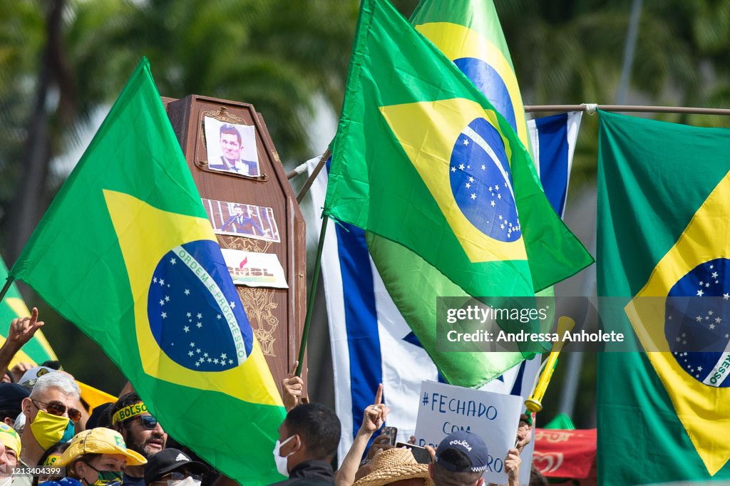 Motorcades in Support of Bolsonaro at the Esplanade of the Ministries Amidst the Coronavirus (COVID - 19) Pandemic